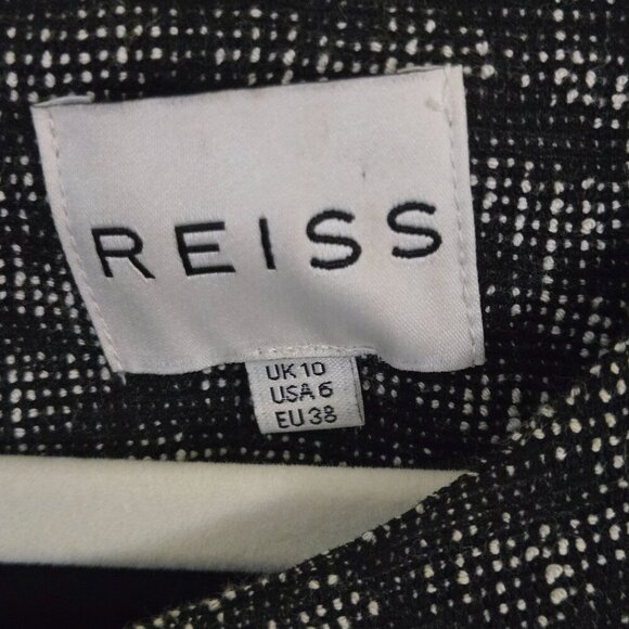 Reiss Eliza Dress Fit And Flare Black Cream Geometric Dress Size 6 - Picture 5 of 6
